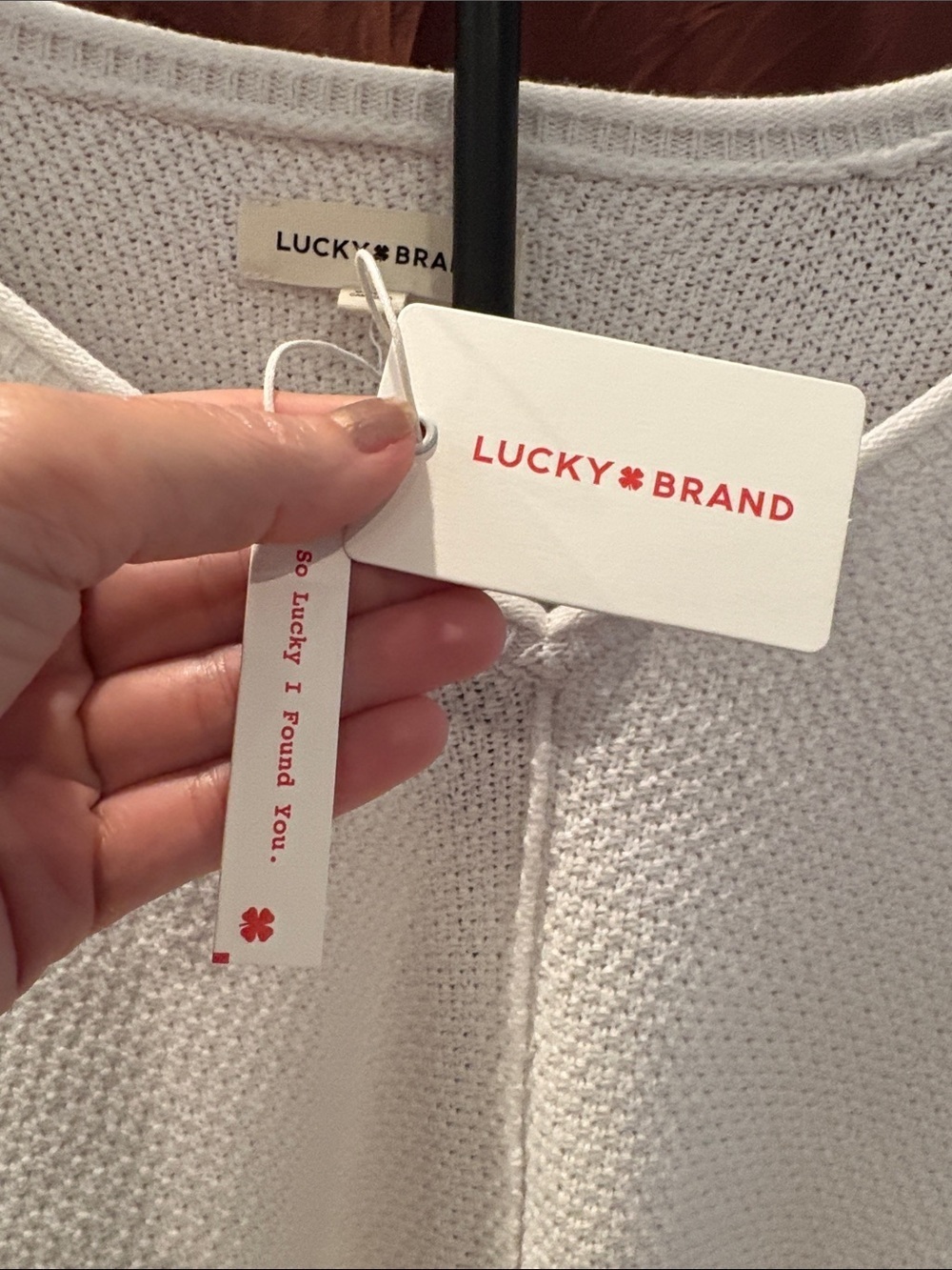 Lucky Brand White V-Neck Knit Sweater - Picture 4 of 8